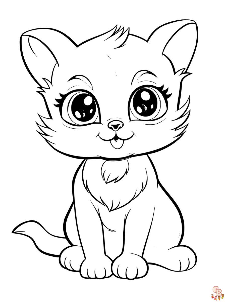 easy cute cat coloring pages