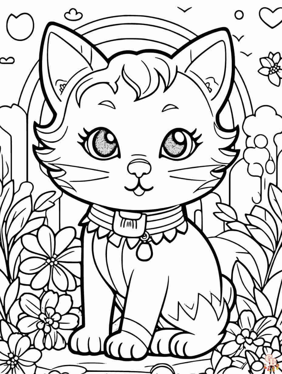 easy cute cat coloring pages