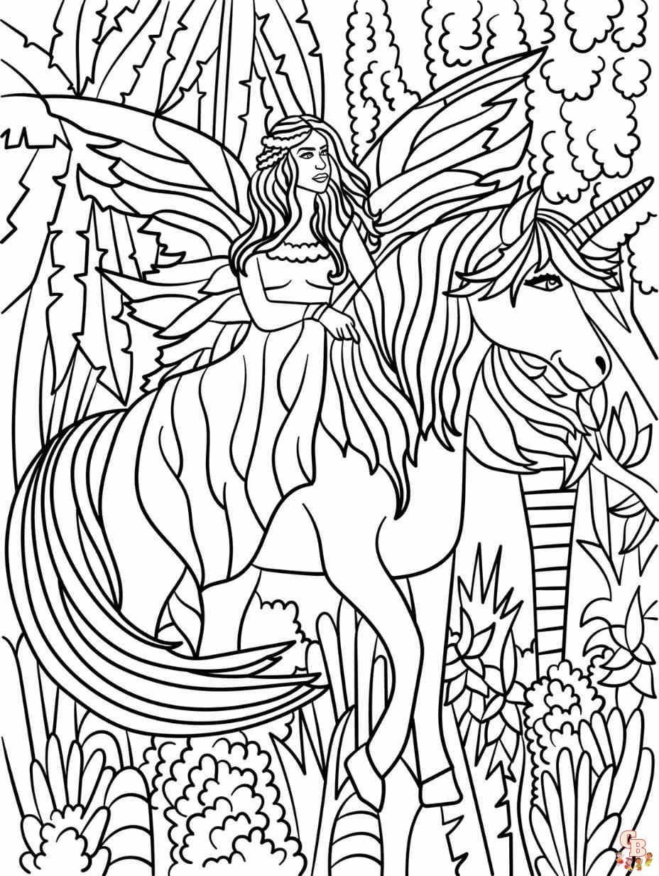 fairy and unicorn coloring pages