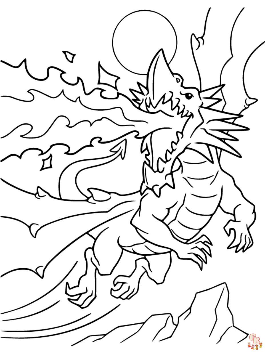 fire breathing dragon coloring page