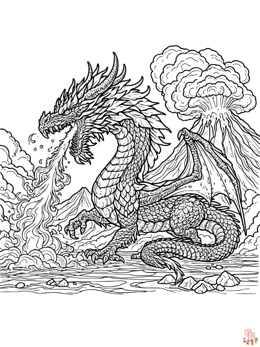 fire realistic dragon coloring pages