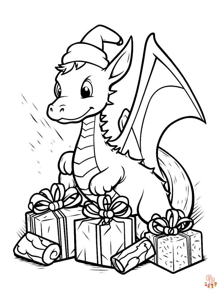 free color pages christmas dragon