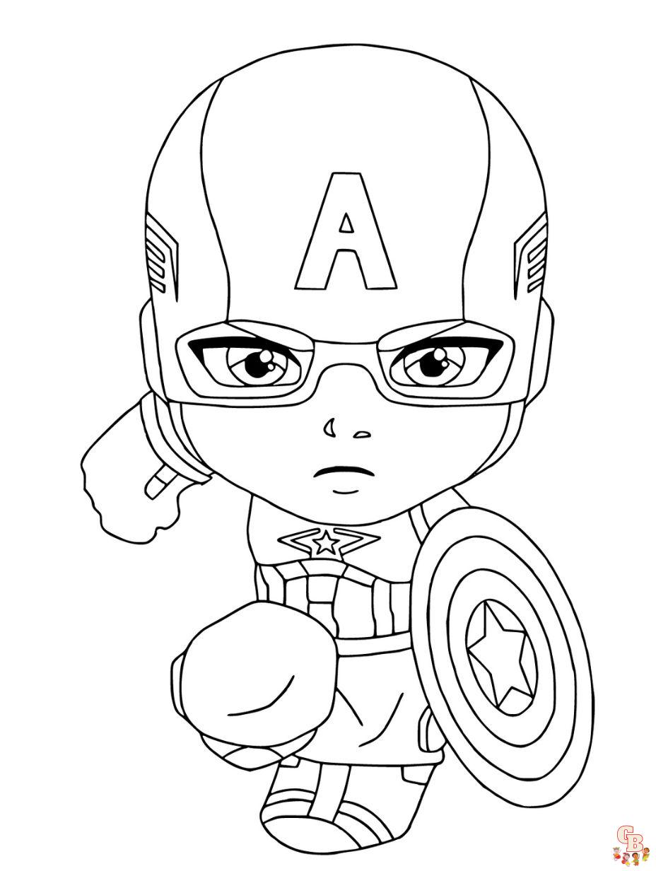 free cute captain america coloring pages