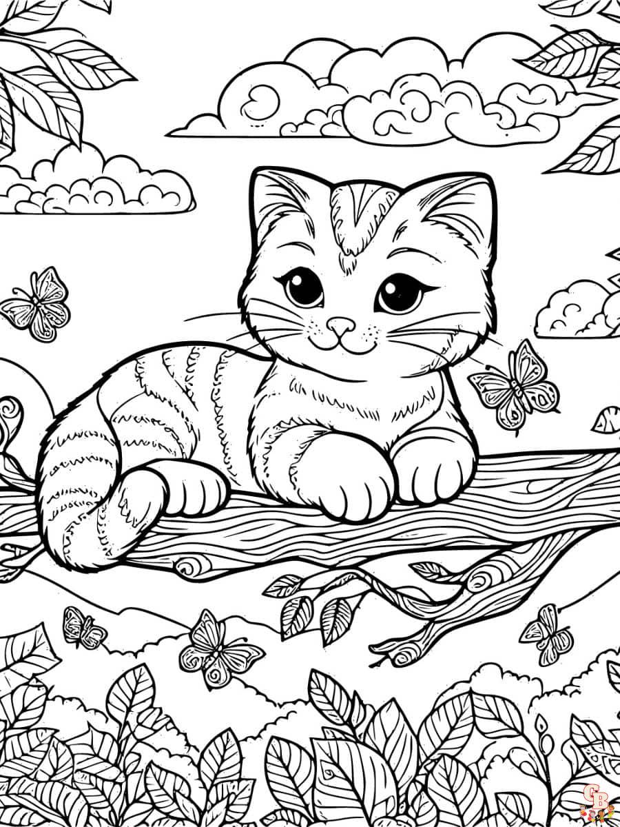 free nature cat coloring pages