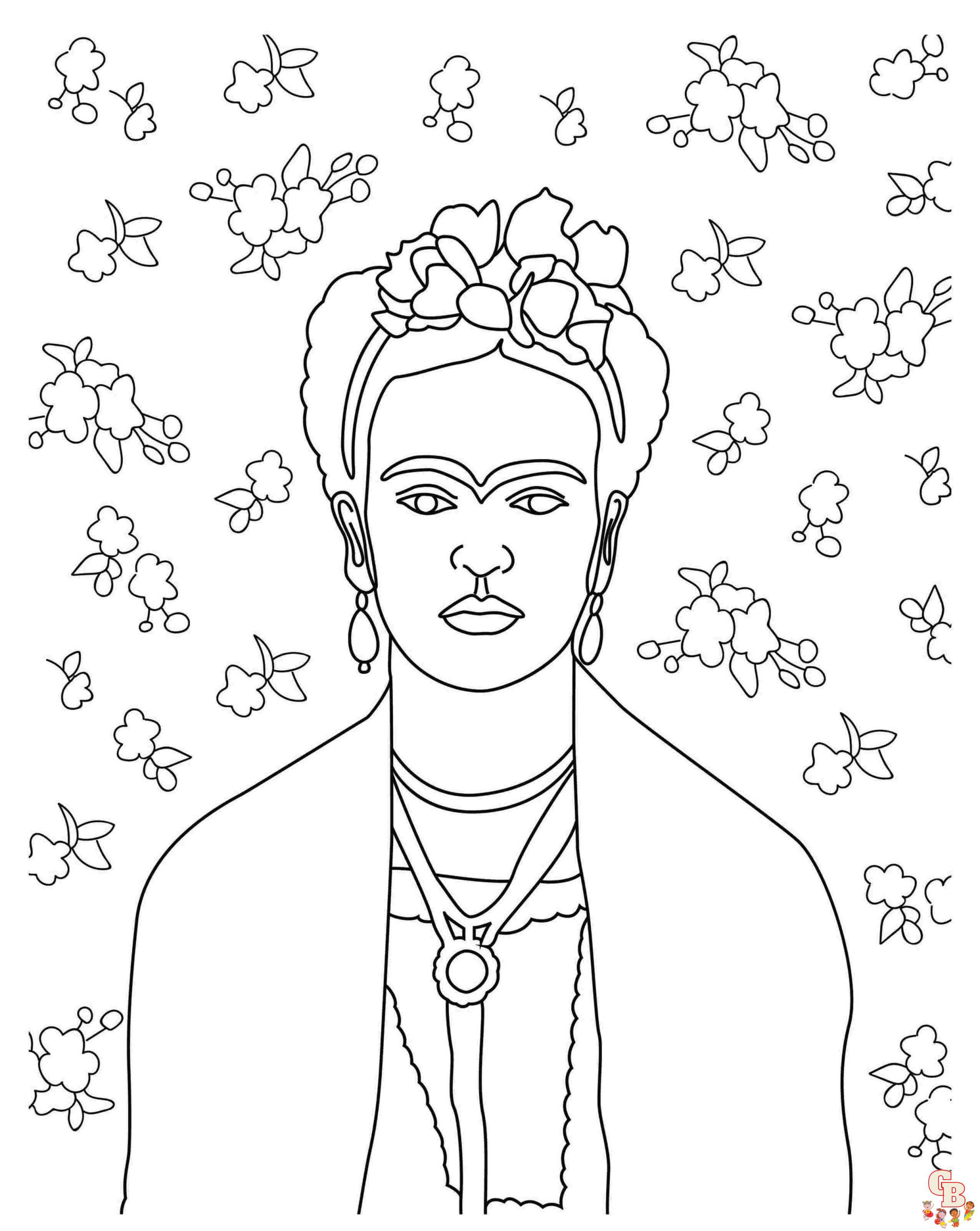 frida kahlo coloring page