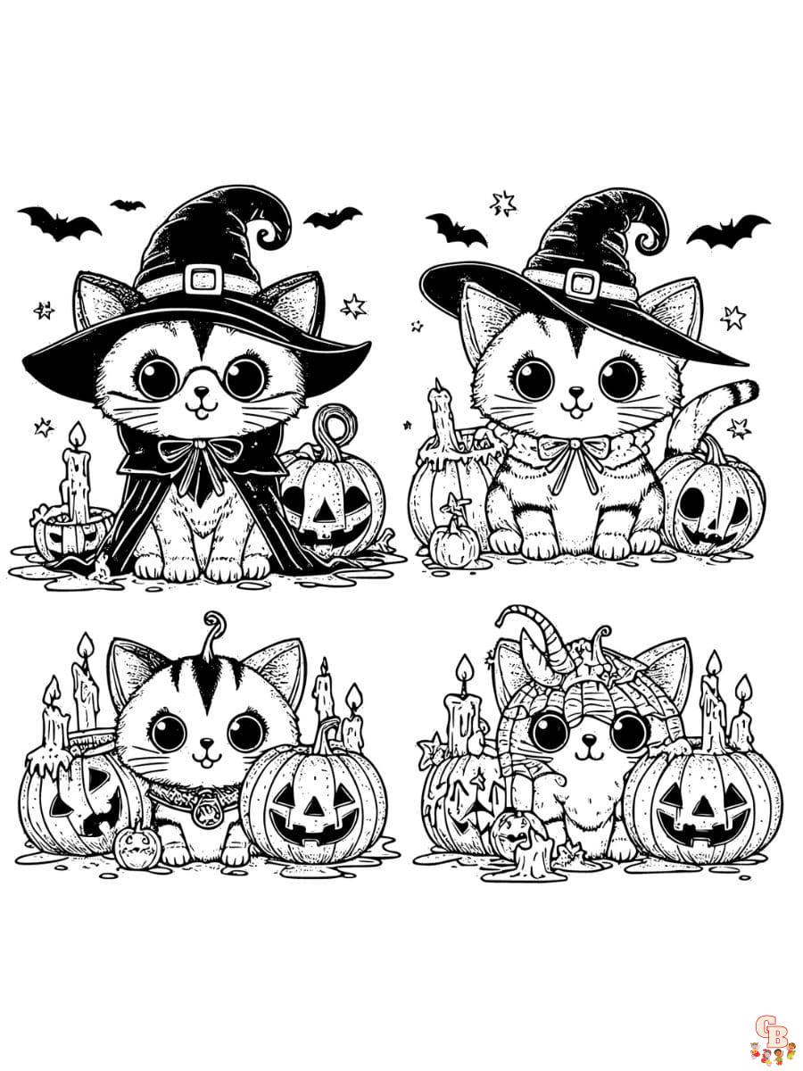 halloween cat color pages