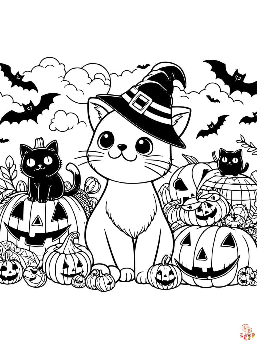 halloween cat coloring page