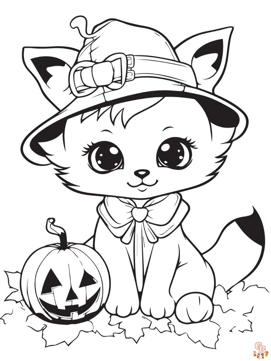 halloween cat coloring page