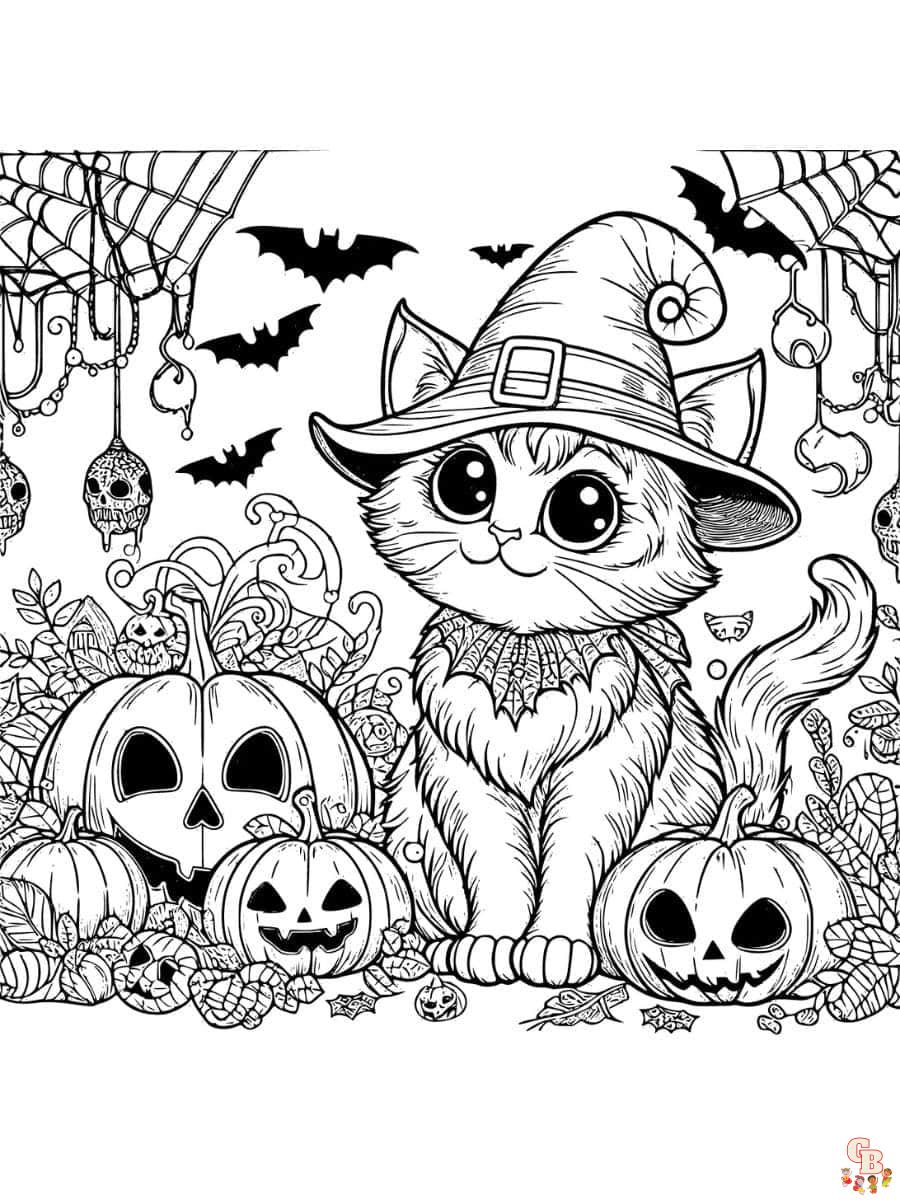 halloween cat coloring pages