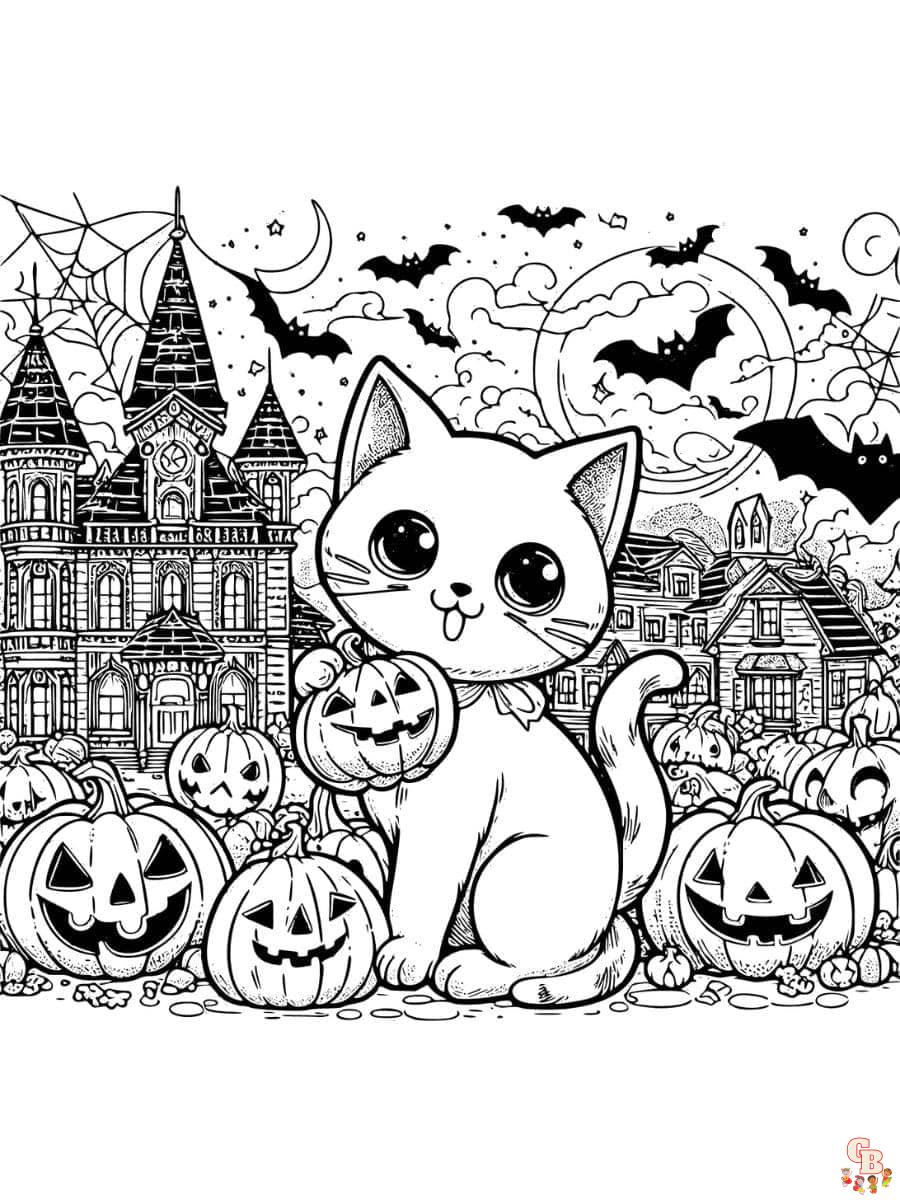 halloween coloring pages cat