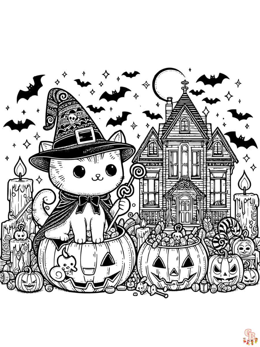 halloween coloring pages cats