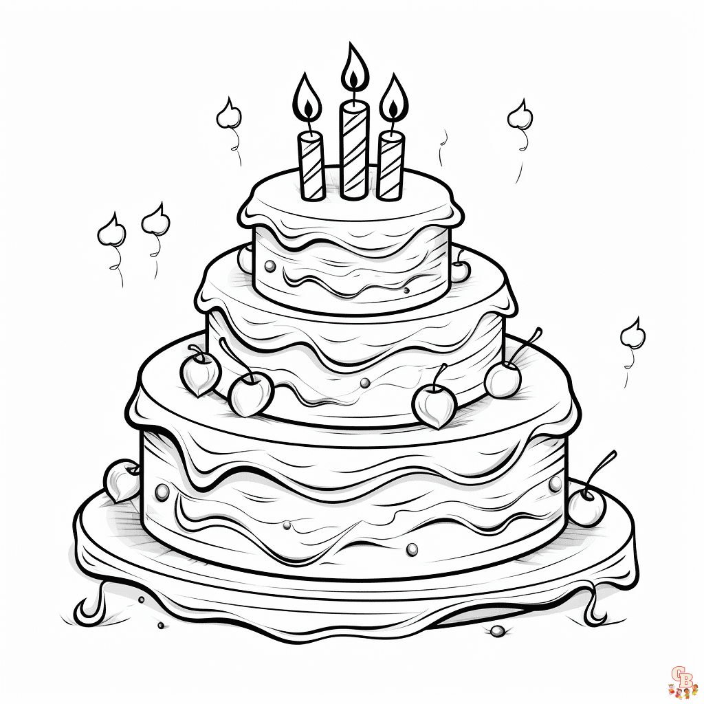 happy birthday cake coloring pages