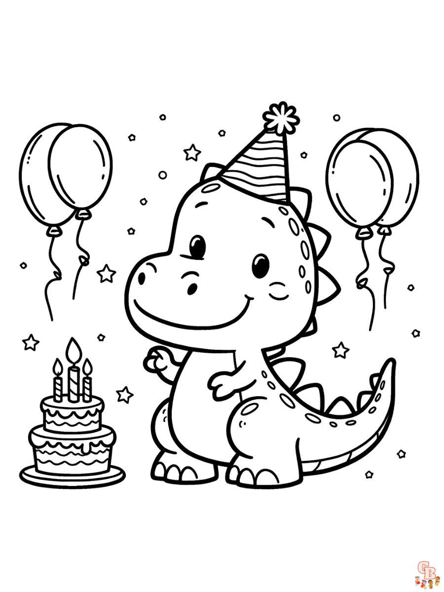 happy birthday dinosaur coloring pages