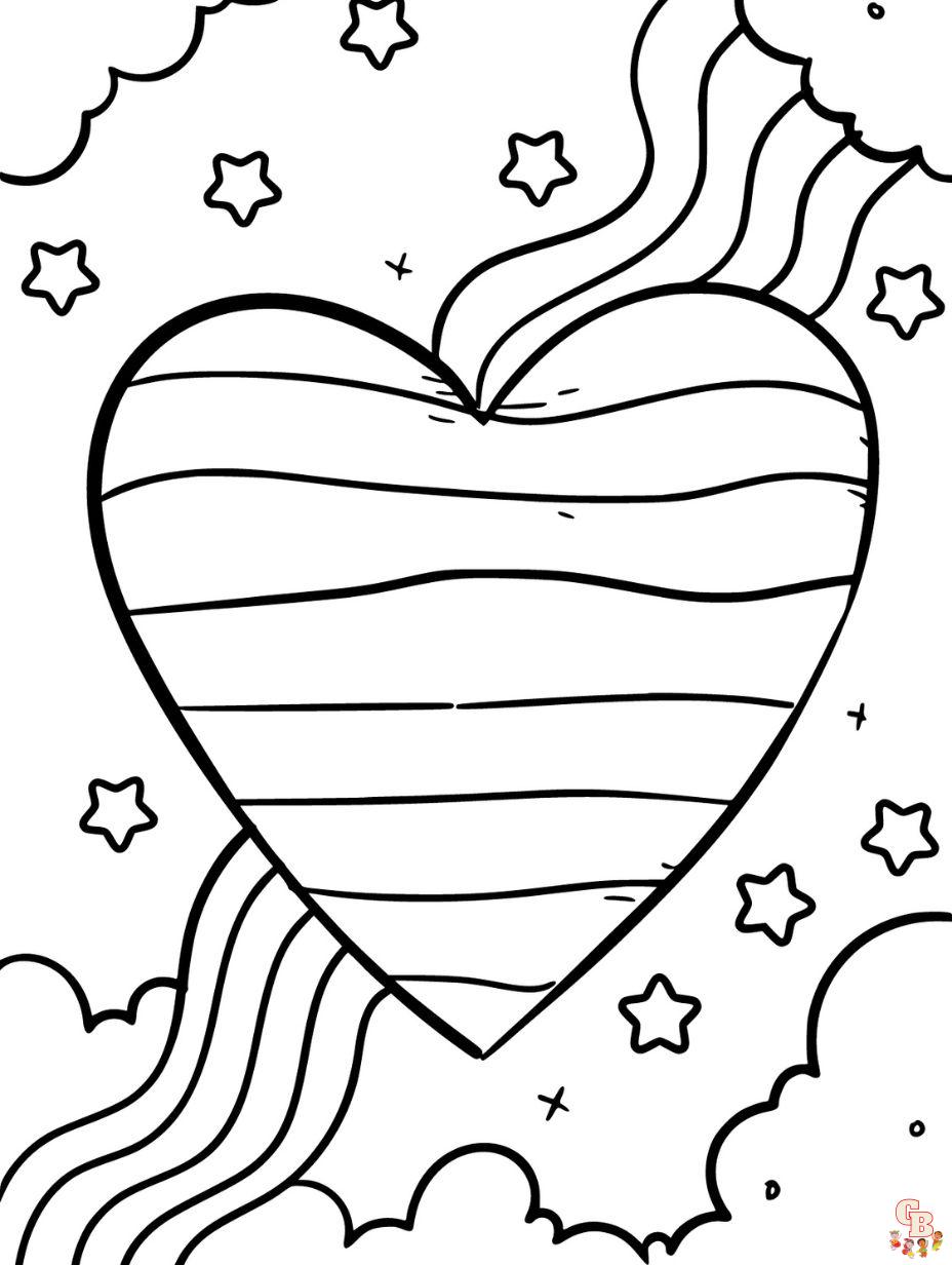 heart rainbow coloring page