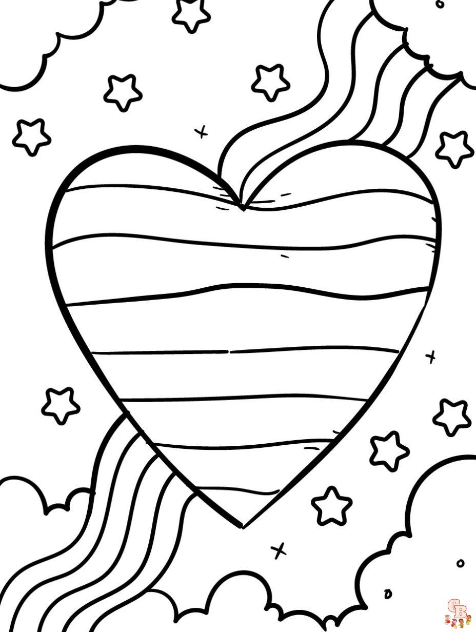 heart rainbow coloring page