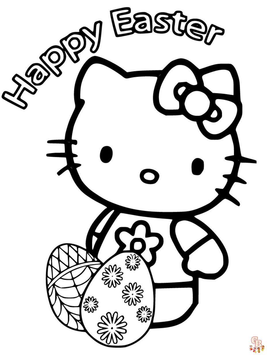 hello kitty coloring pages easter