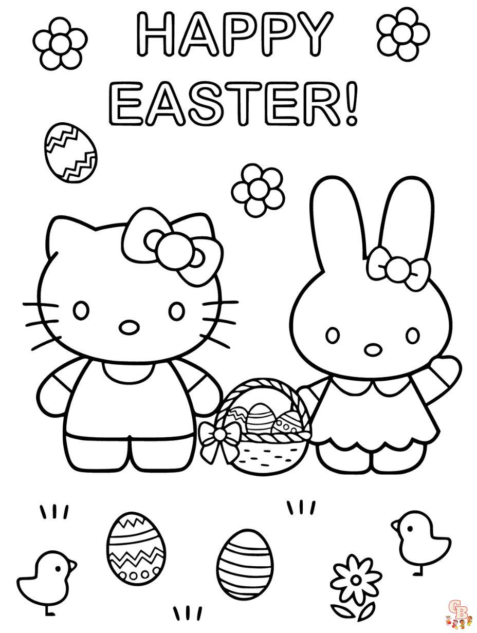 hello kitty easter egg coloring pages