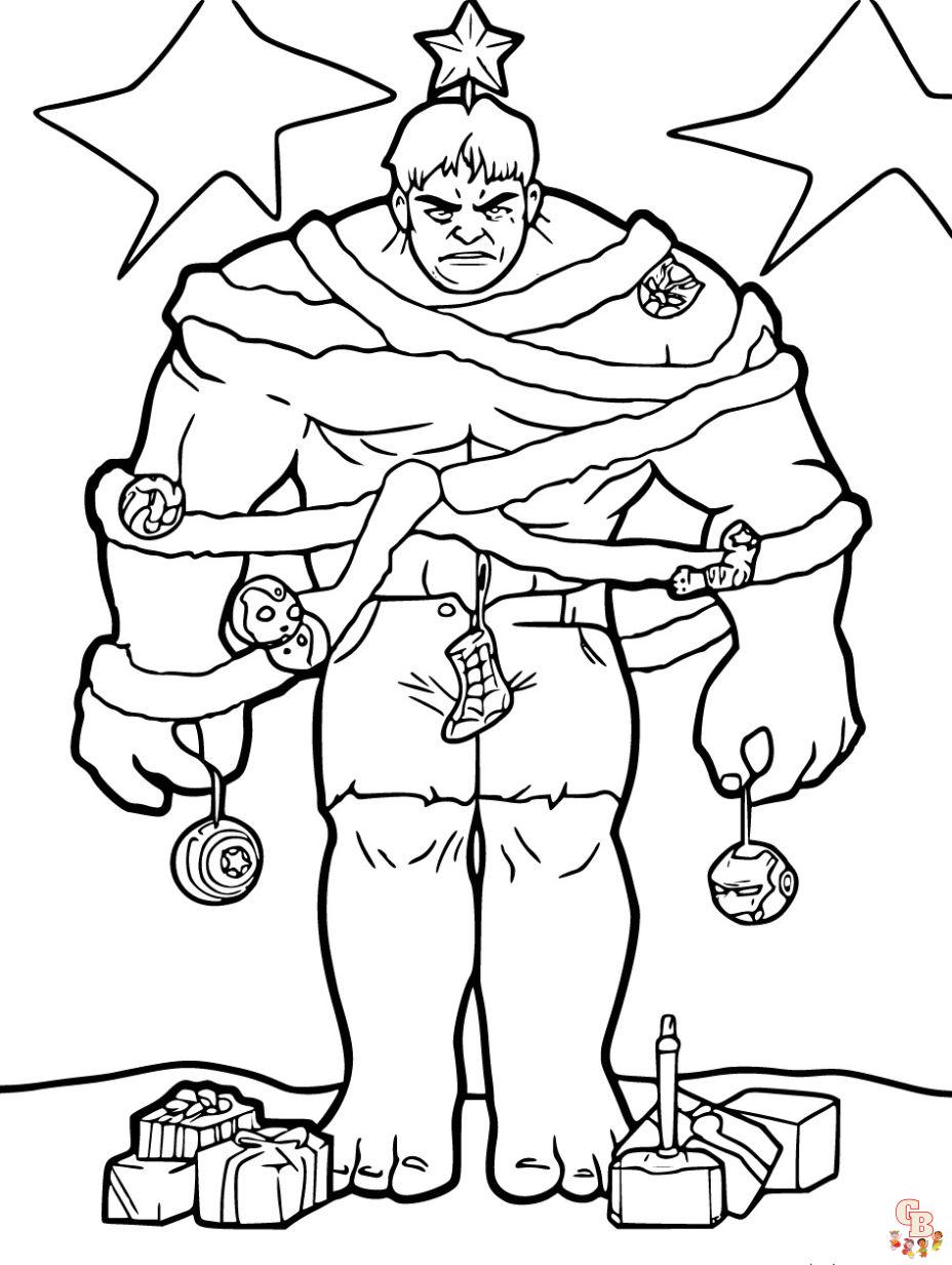 hulk christmas coloring page