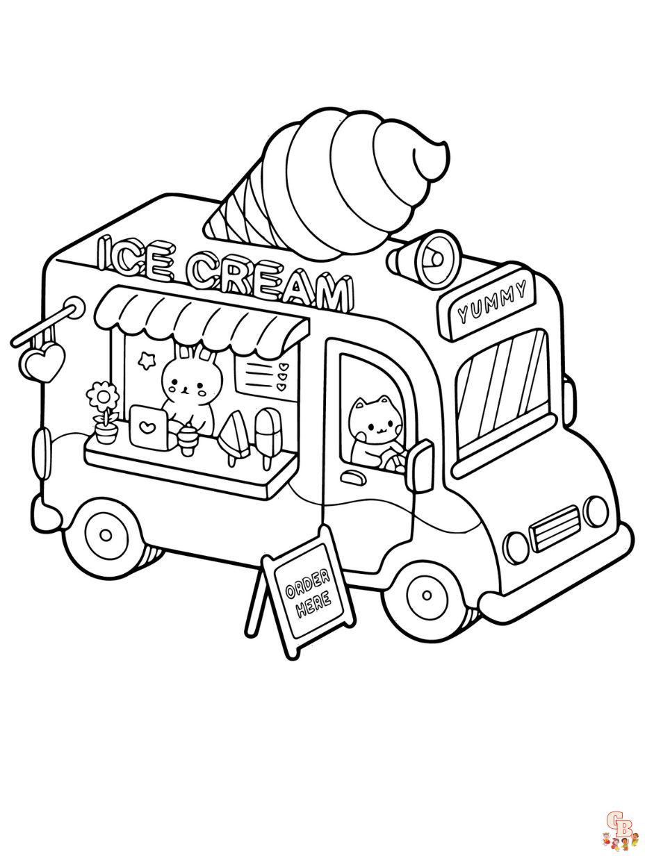 ice cream truck coloring page