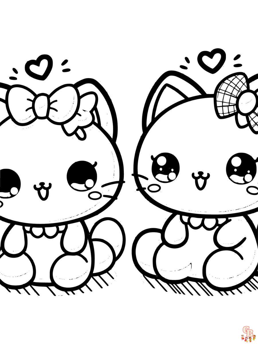 kawaii cat coloring page