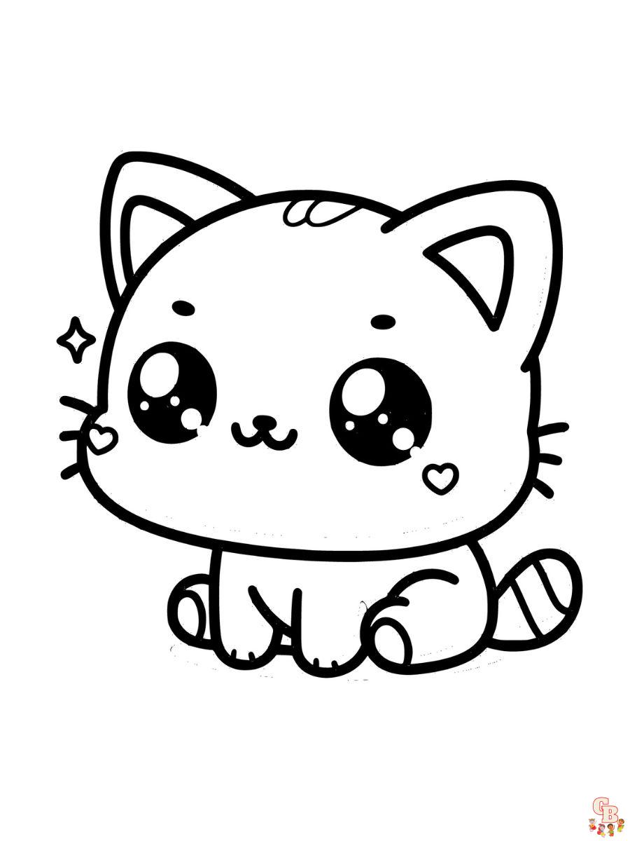 kawaii cute cat coloring pages