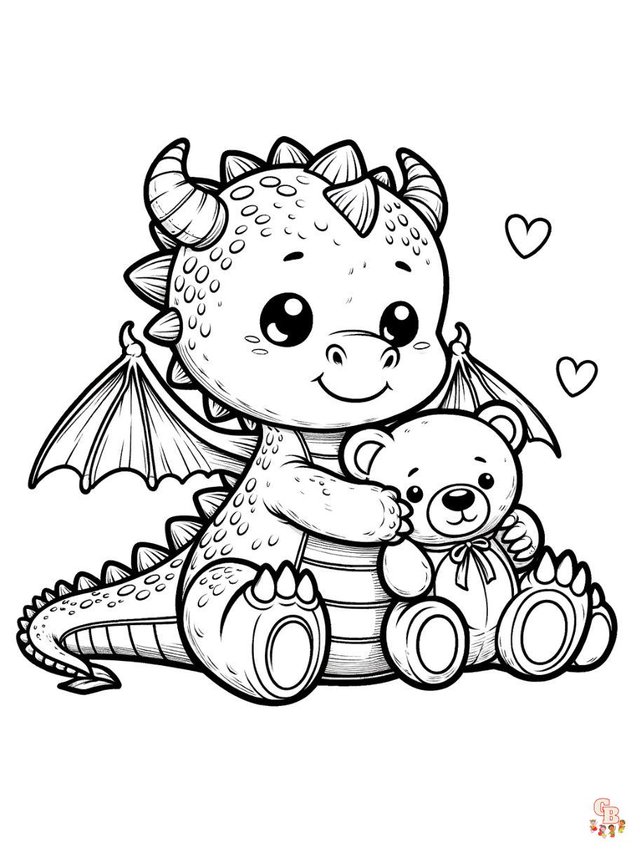 kawaii cute dragon coloring pages