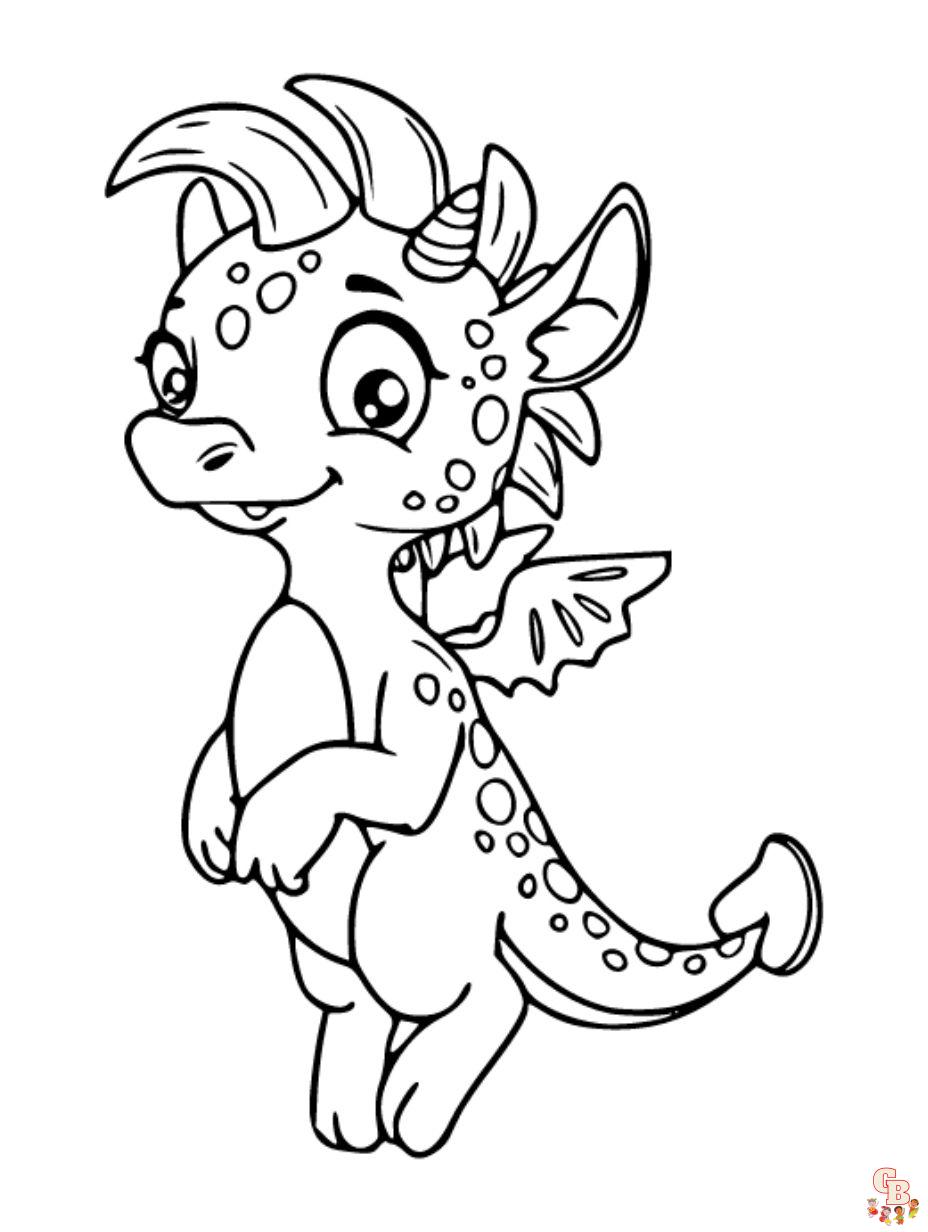 kawaii cute dragon coloring pages