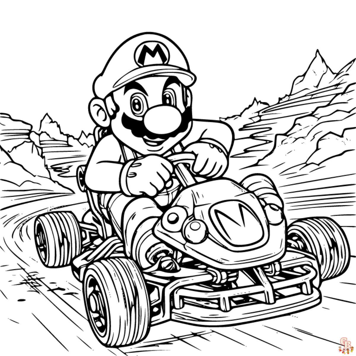 mario karts coloring pages