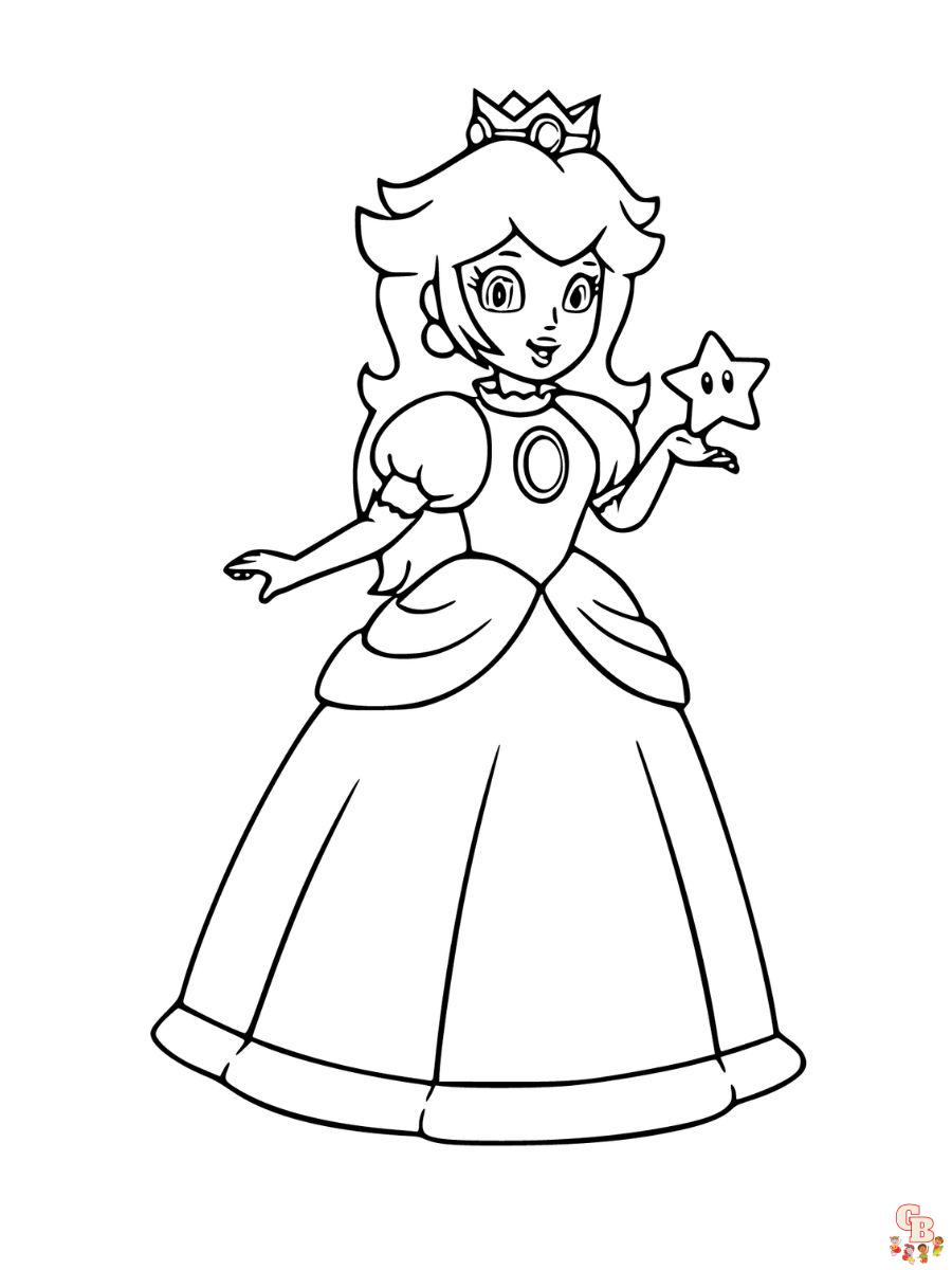 mario princess peach coloring pages