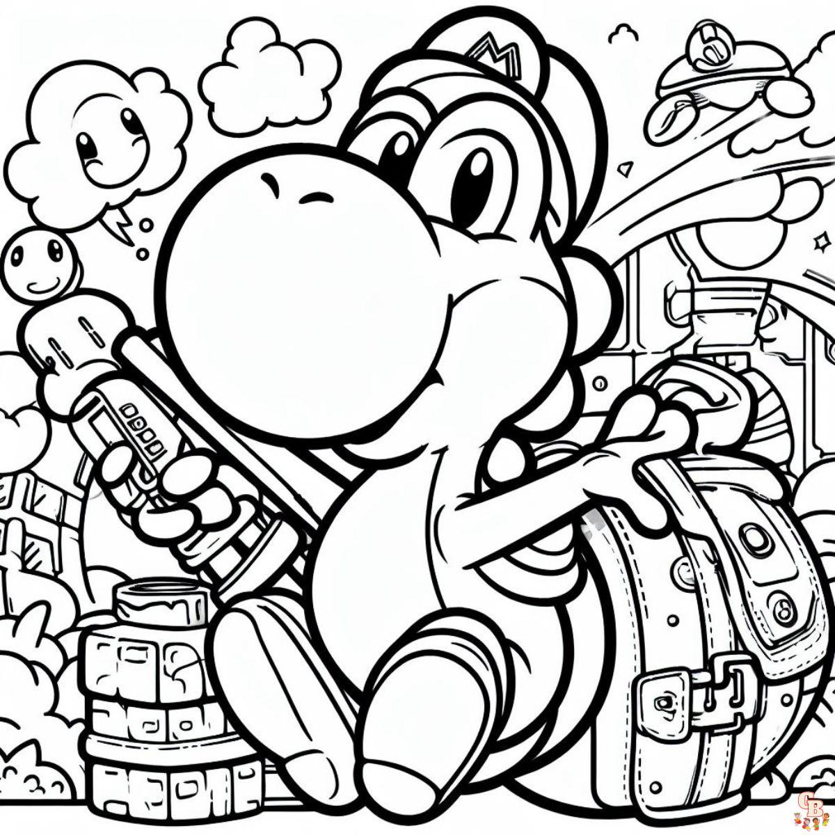 mario yoshi coloring pages