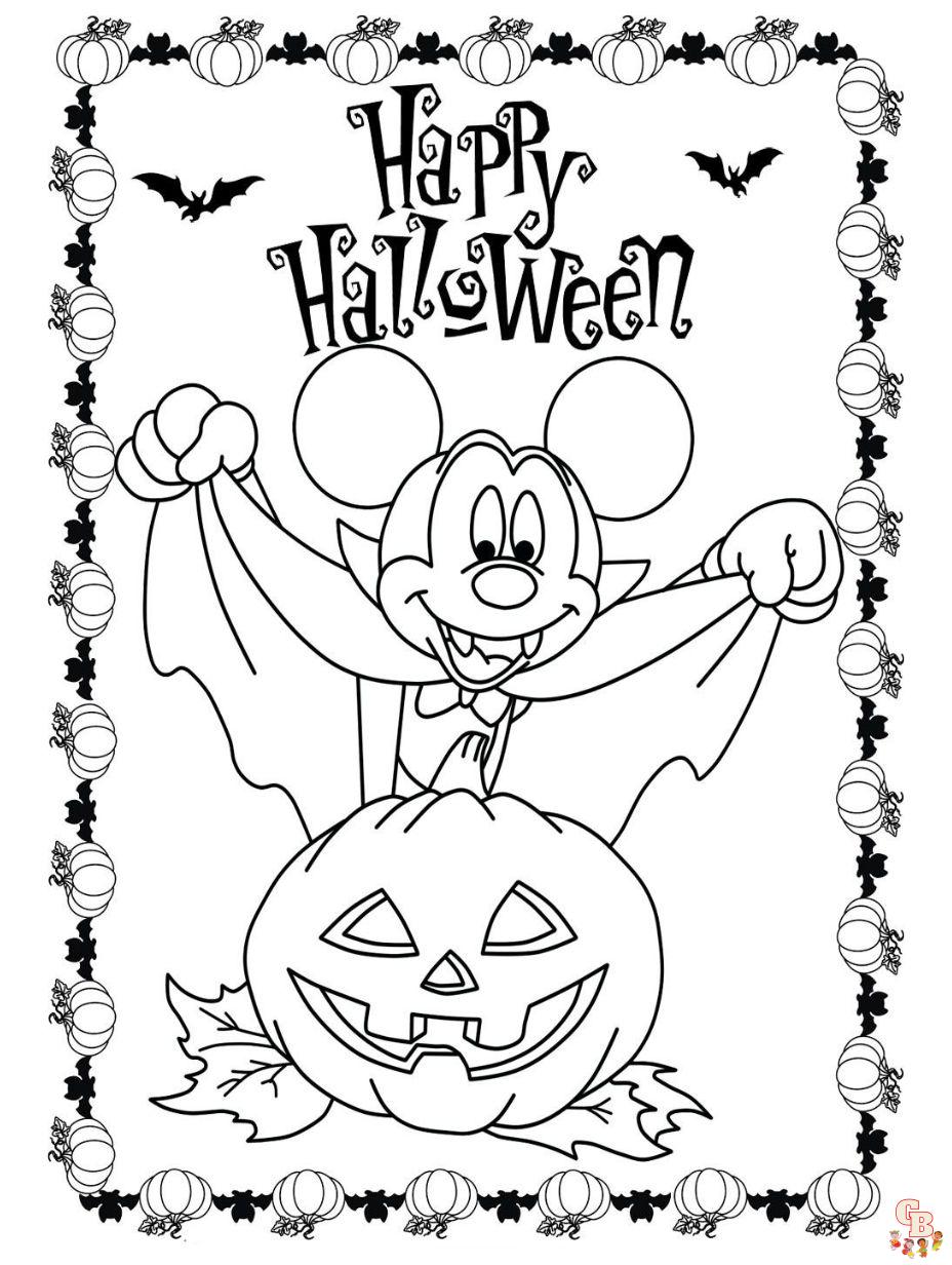 mickey mouse halloween coloring page