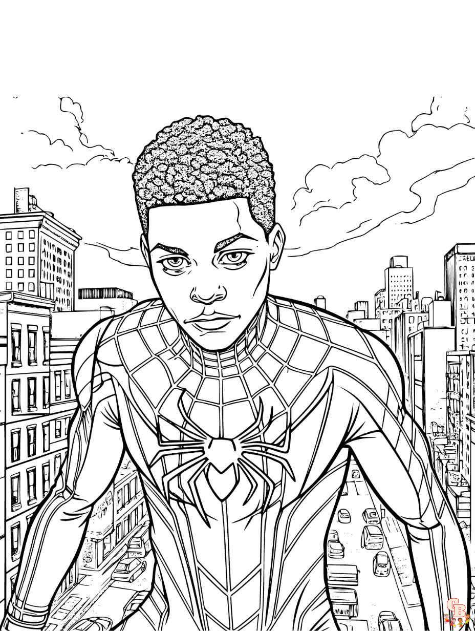 miles morales spiderman coloring page