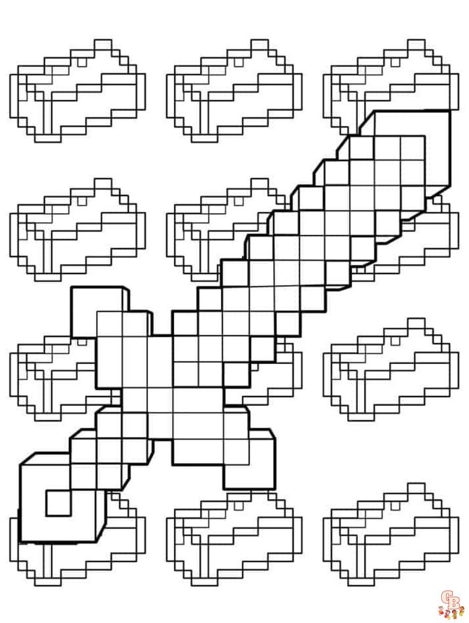 minecraft coloring pages diamond sword