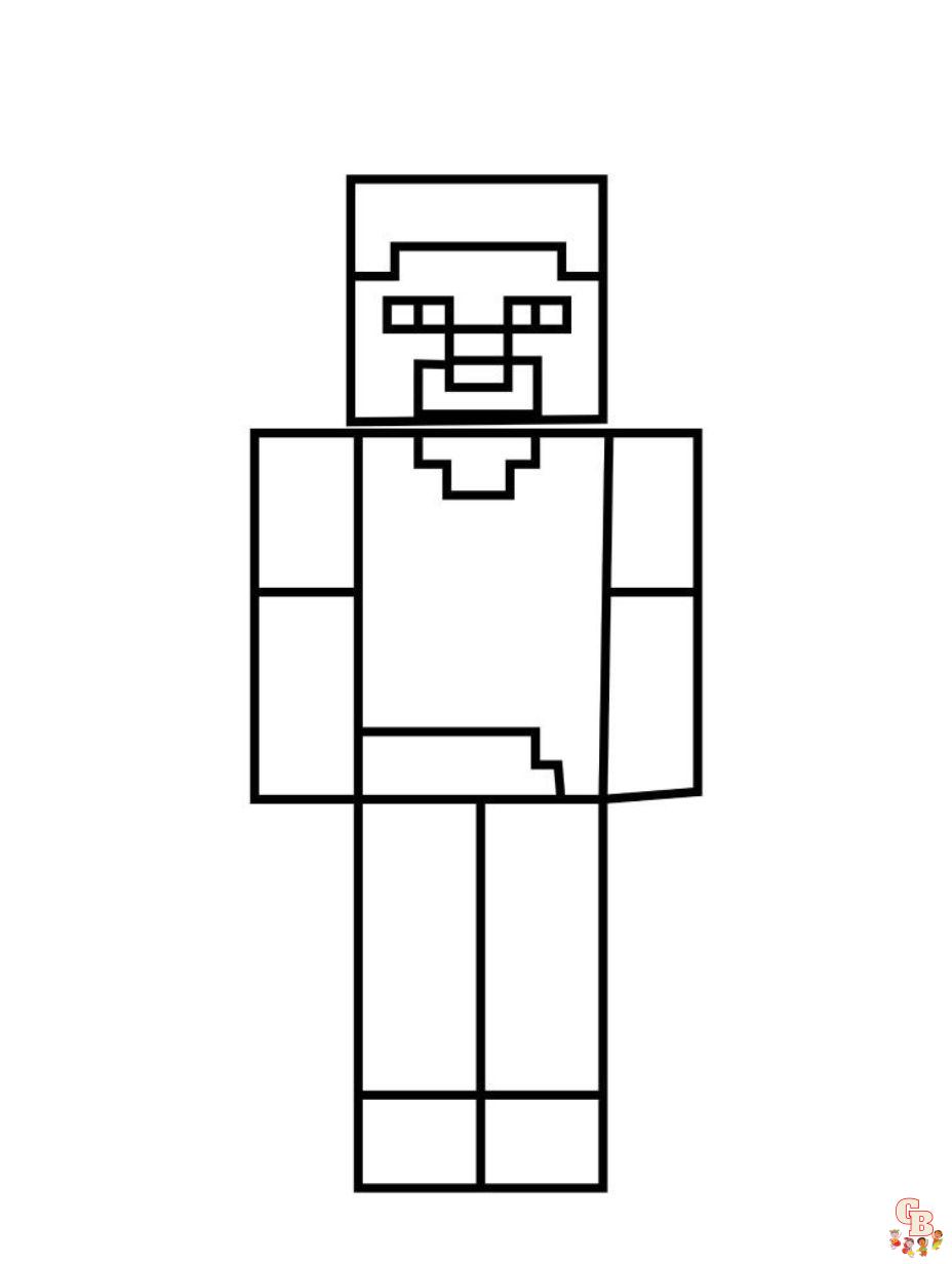 minecraft coloring pages steve