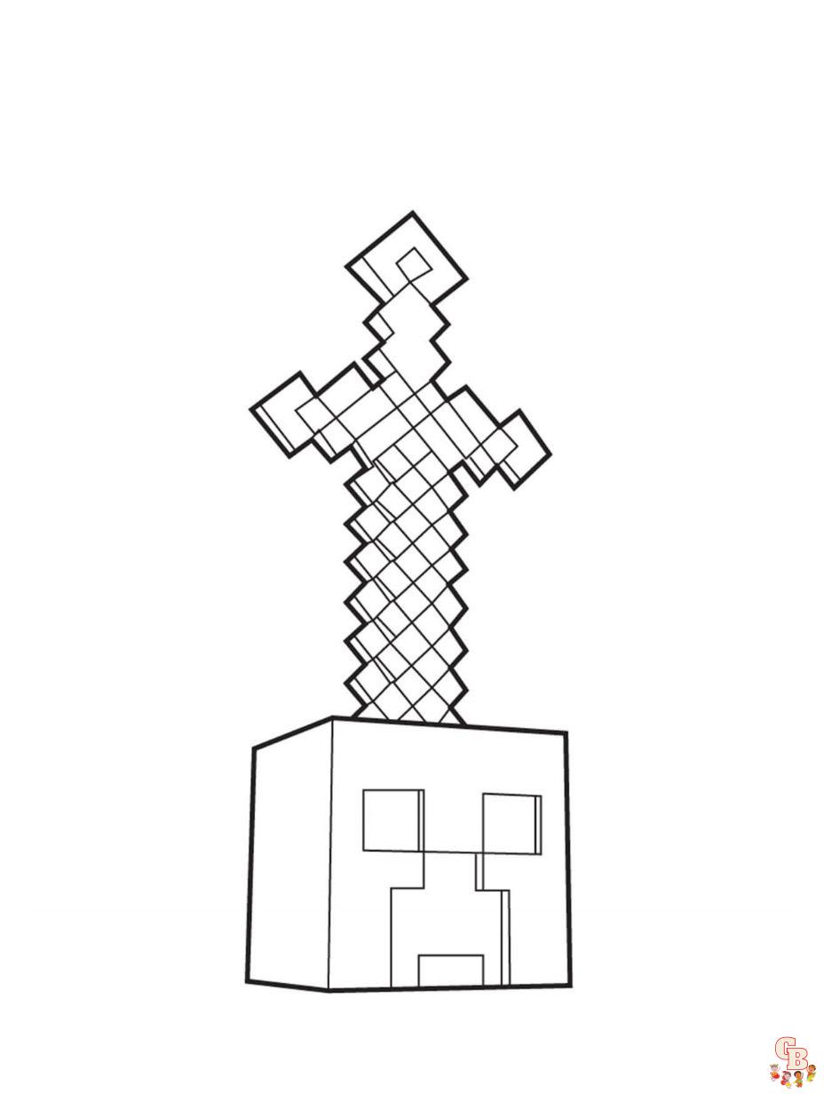 minecraft coloring pages sword