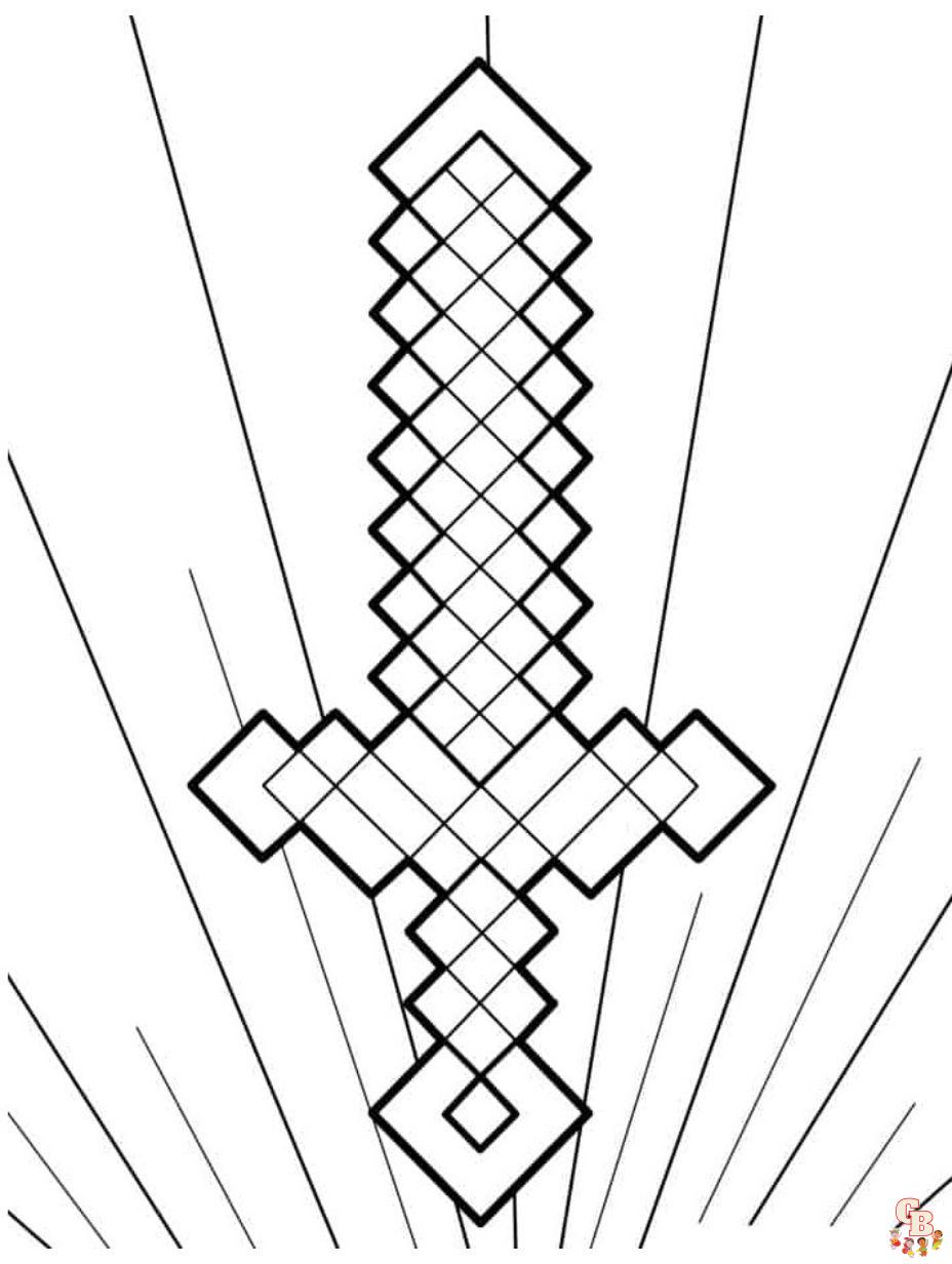 minecraft diamond sword coloring page