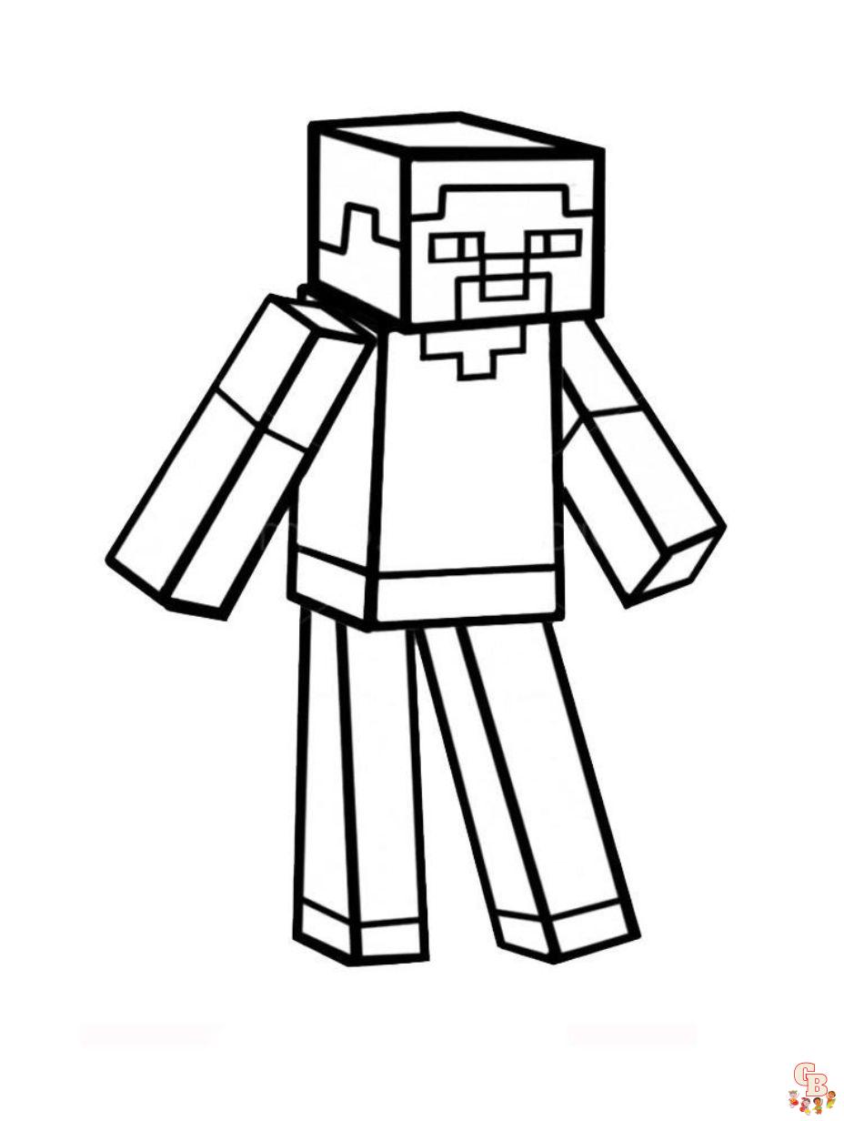 minecraft steve coloring page