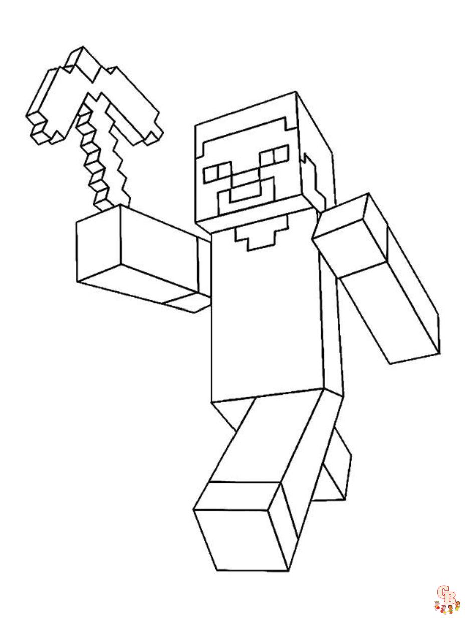 minecraft steve coloring pages printable