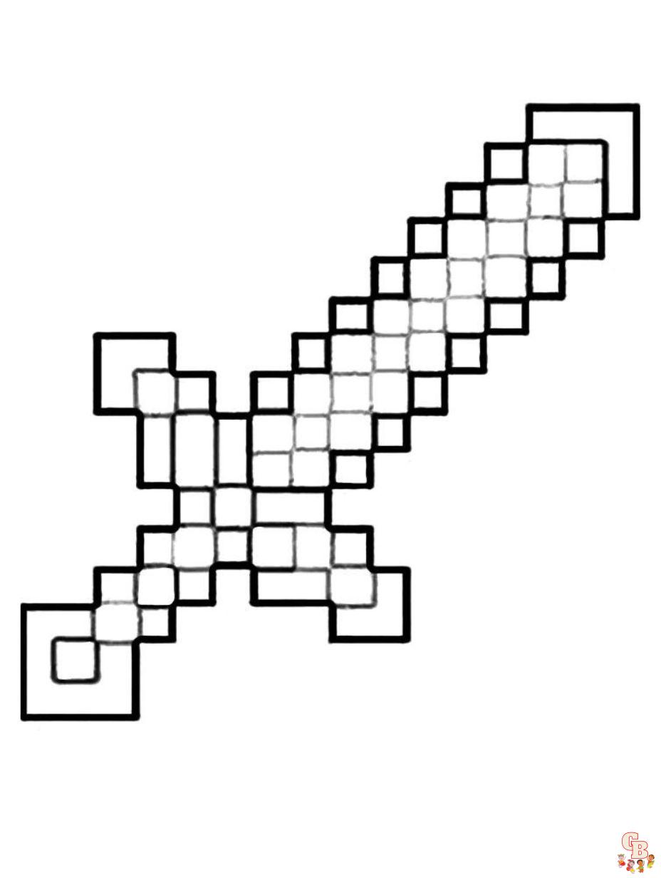 minecraft sword coloring pages printable