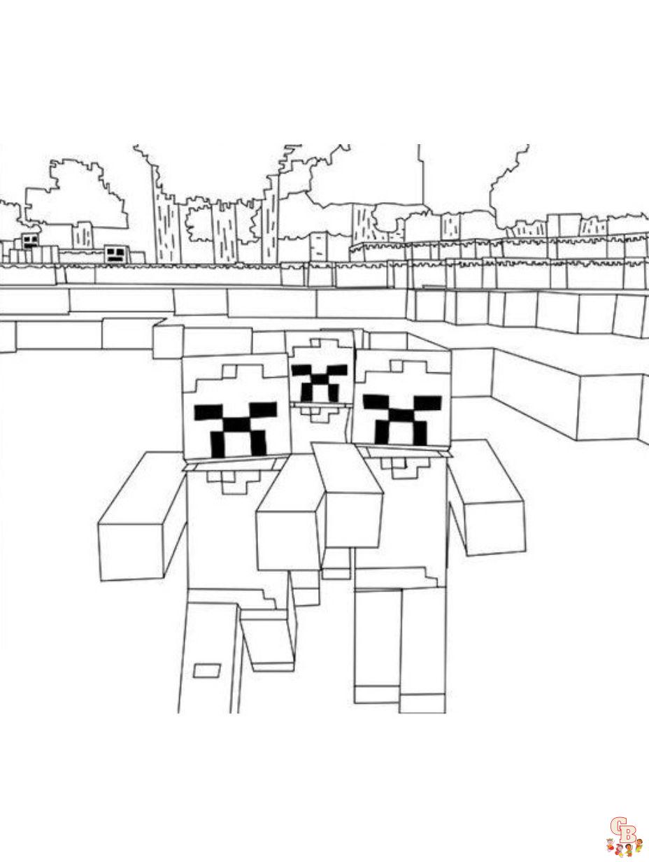 minecraft zombie coloring pages