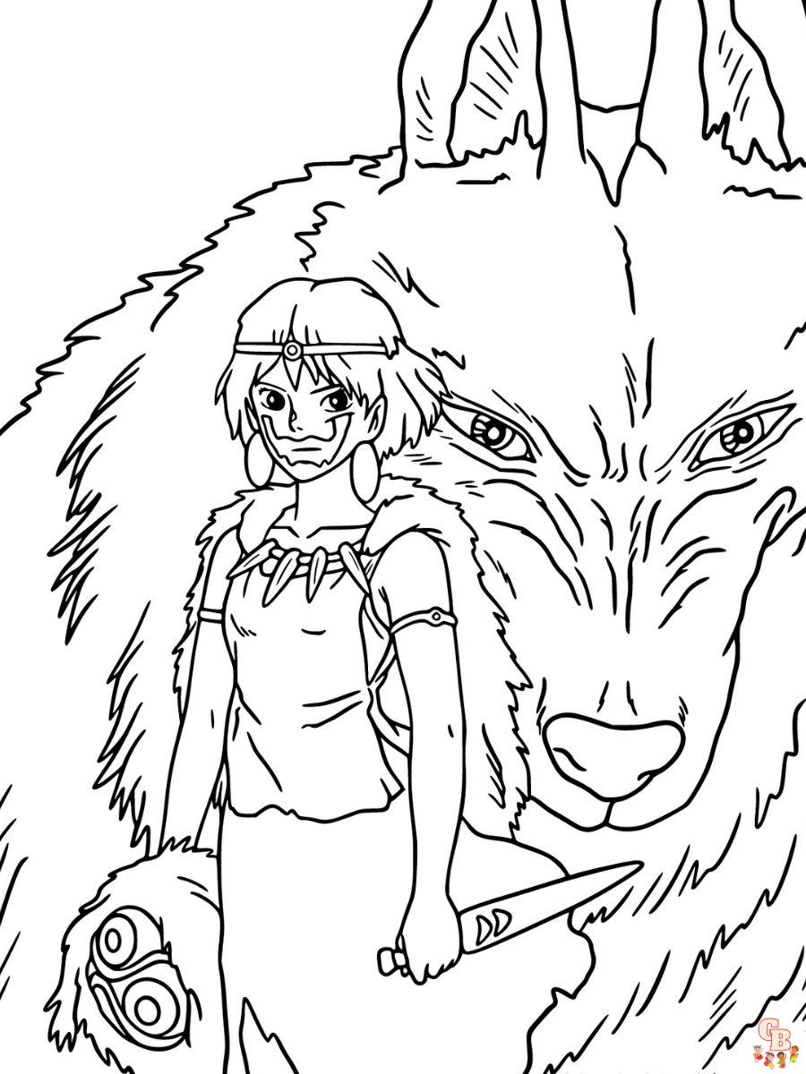 mononoke hime coloring pages