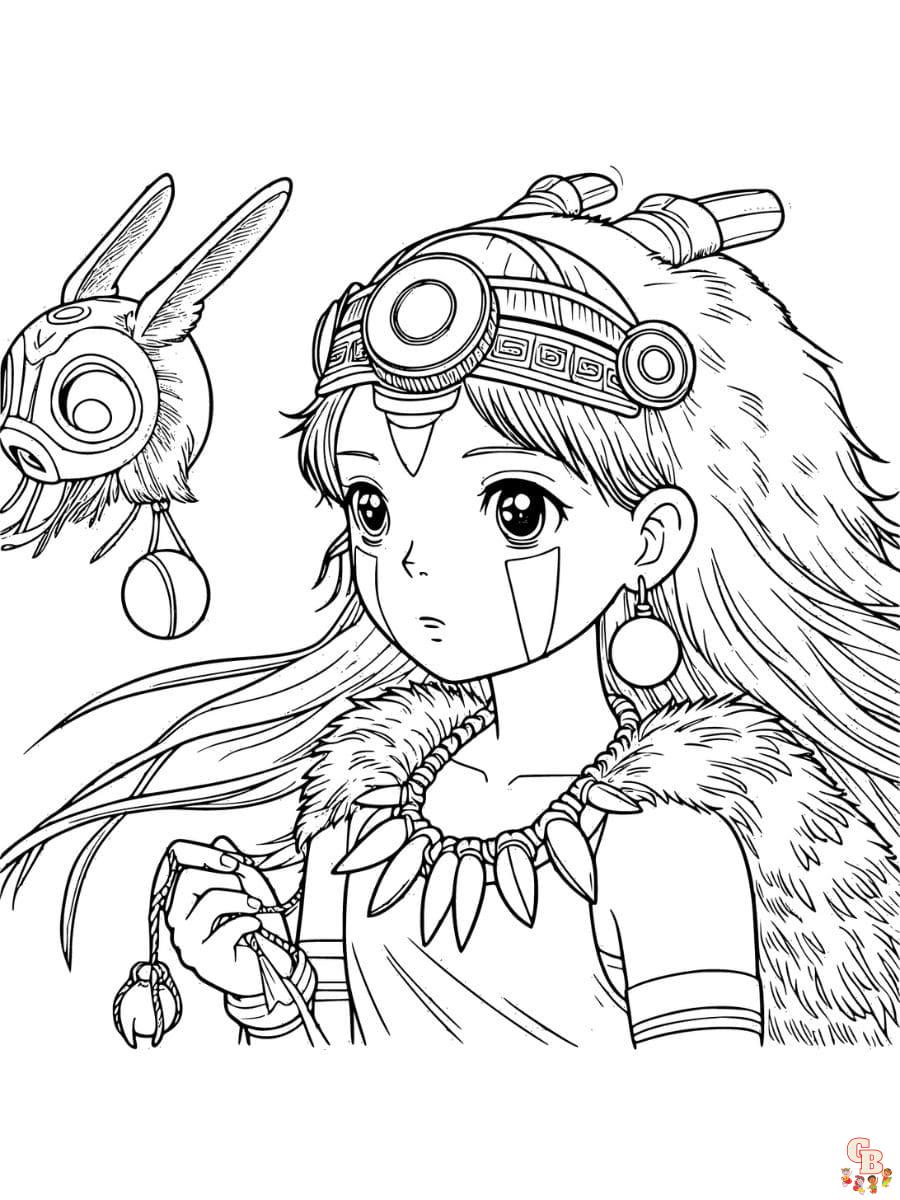 mononoke princess coloring pages