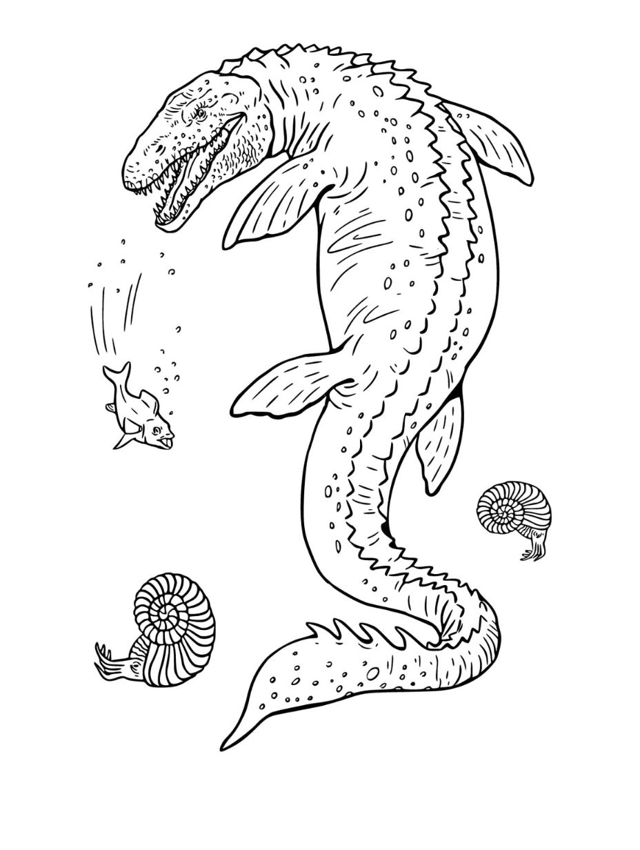 mosasaurus colouring pages