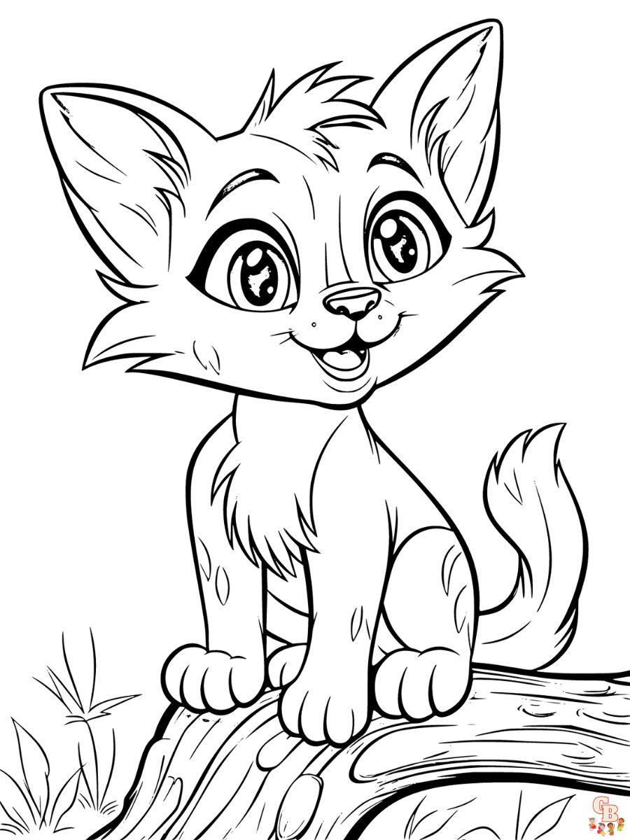 nature cat coloring page for kids