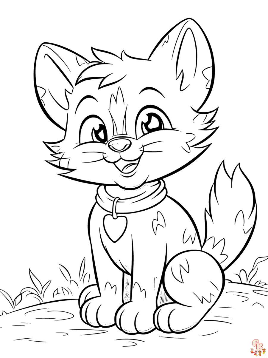 nature cat coloring page