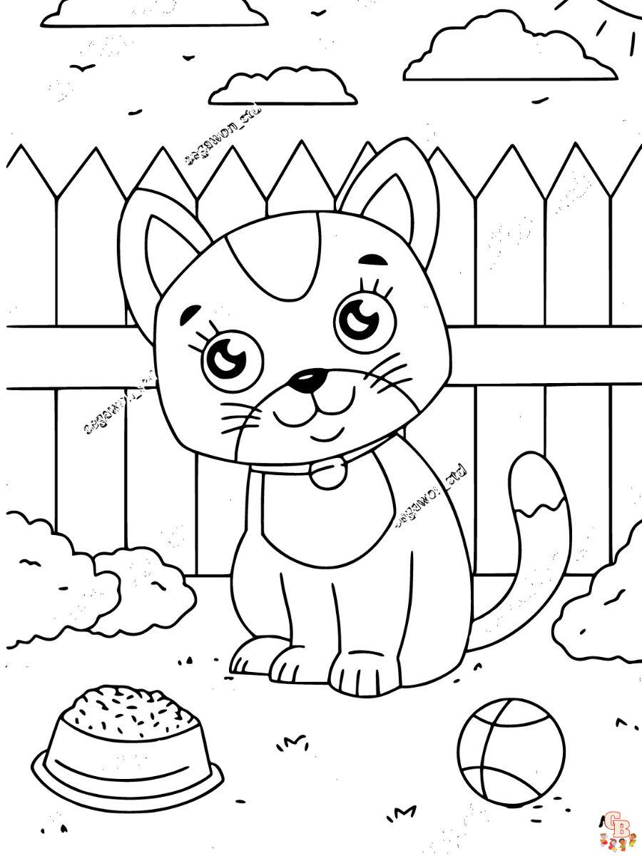 nature cat free coloring pages