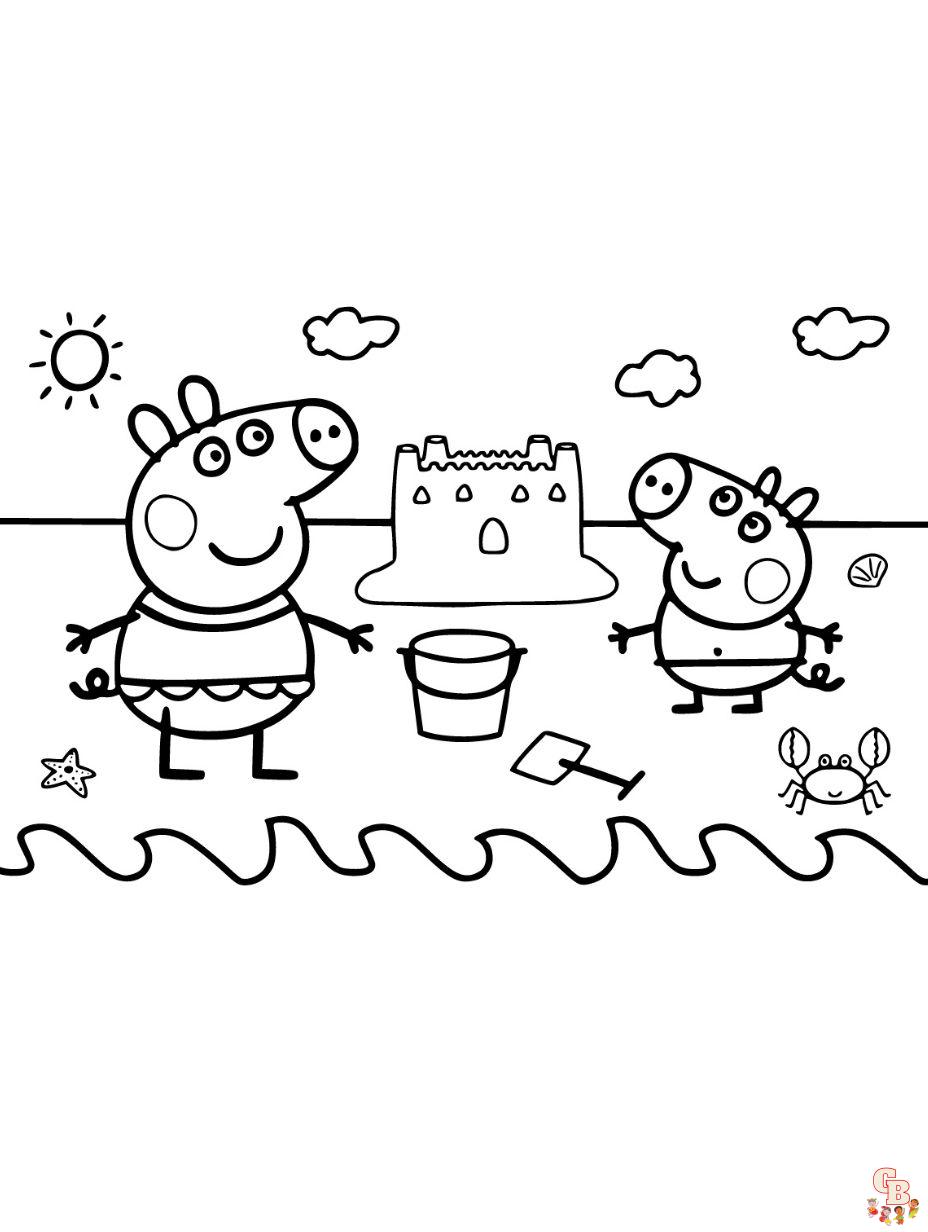 peppa pig and george coloring pages free