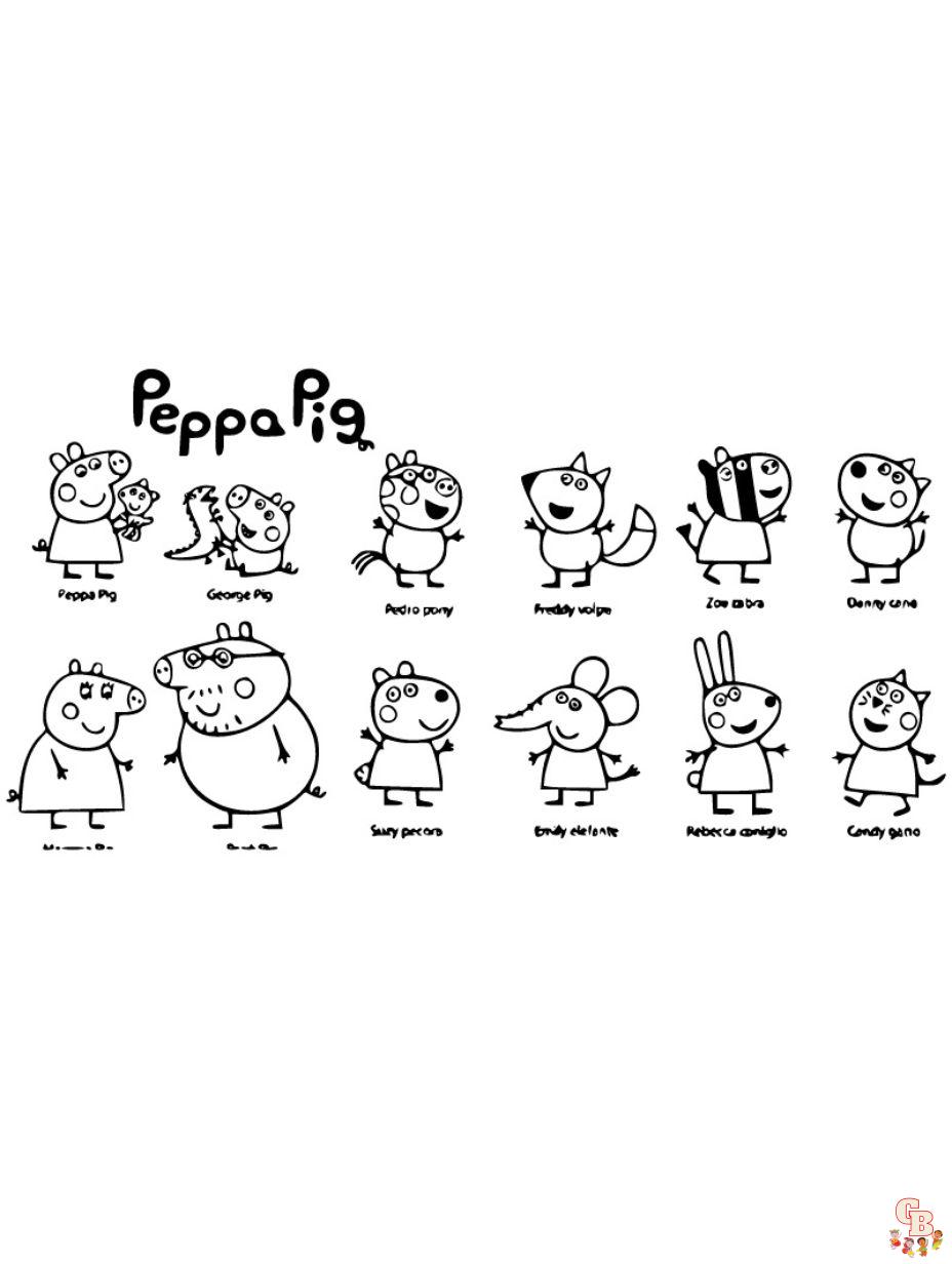 peppa pig color page