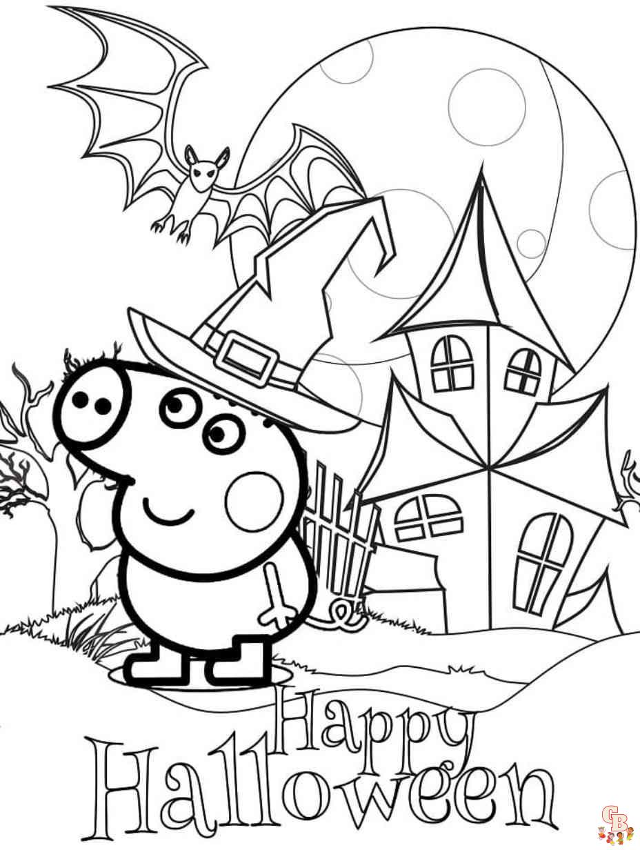 peppa pig halloween coloring pages for kids