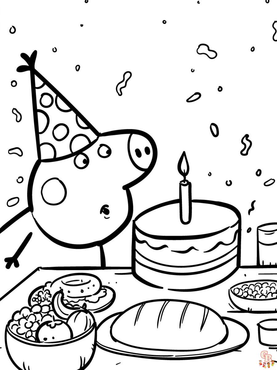 peppa pig happy birthday coloring pages